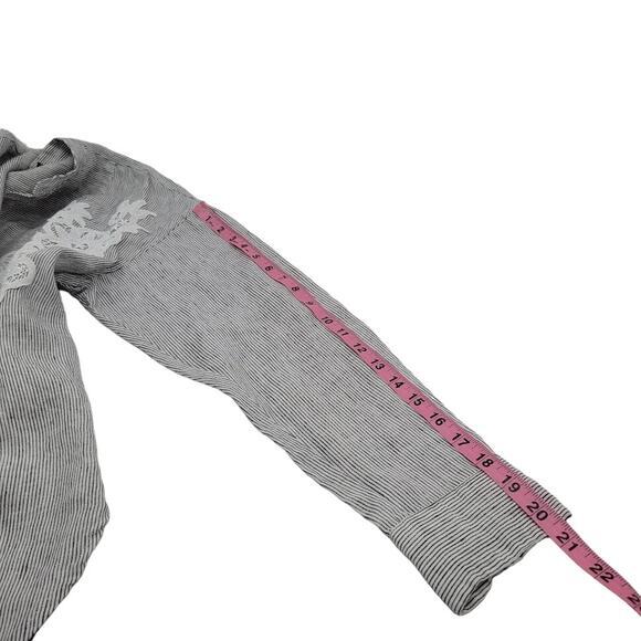 Lauren Ralph Lauren Linen LRL Monogram Applique Long Sleeve Blouse Womens Sz  LG - Picture 9 of 9